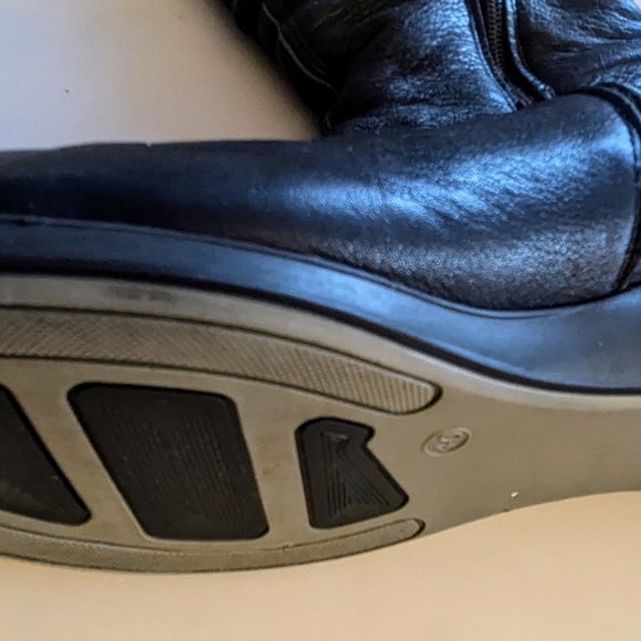 Designer La Pinta Black Winter Genuine Leather Wide Calf Boots Sz 10 - Picture 10 of 13